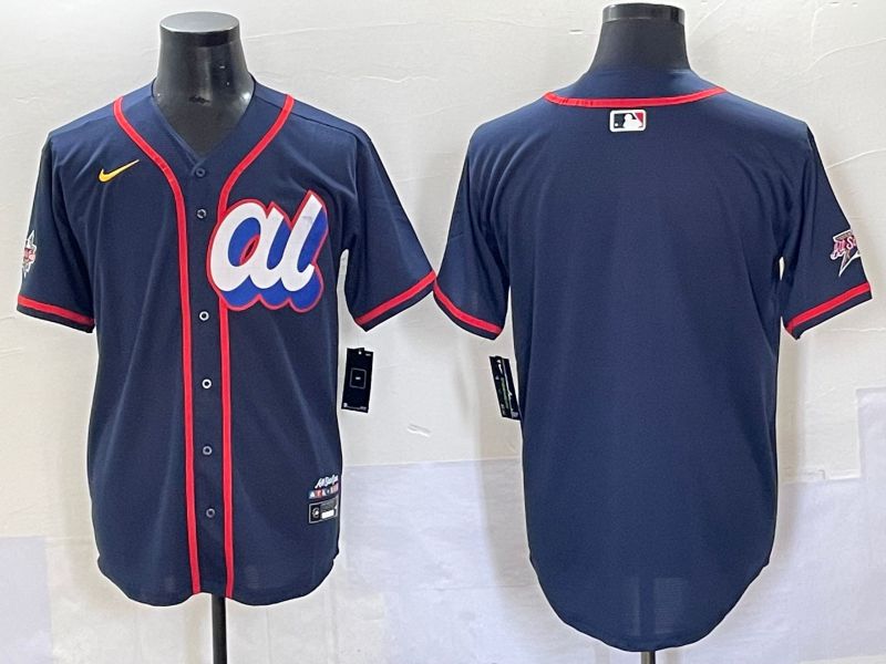 Men 2025 All star Blank Blue Nike MLB Jersey style 1